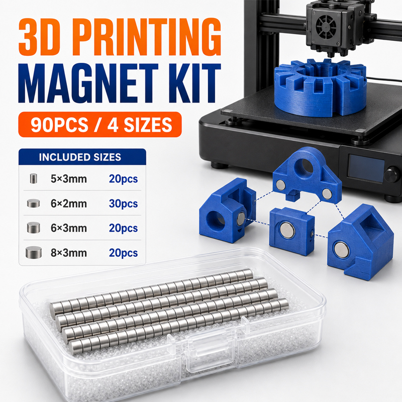3D Printing Bambu Lab - 90-teiliges 3D-Druck-Magnet-Set, 4 Größen 5x3 6x2
